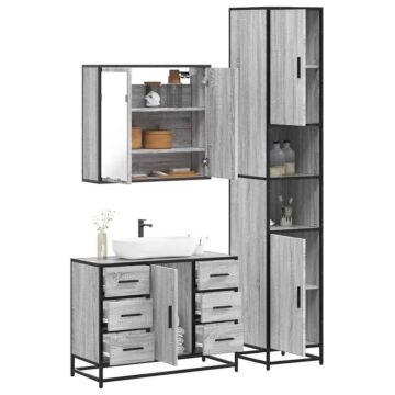 Vidaxl 4 Piece Bathroom Furniture Set Grey Sonoma Engineered Wood