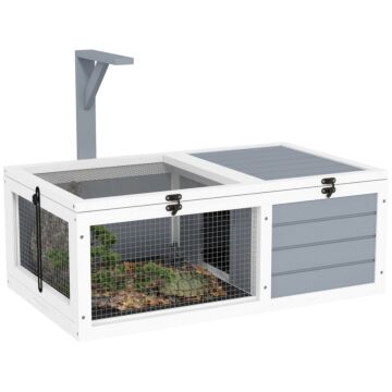 Pawhut Wooden Tortoise Enclosure, Tortoise House W/ Lamp Holder, For Outdoor & Indoor - Light Grey