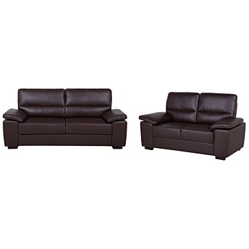 Sofa Set Brown 3 + 2 Seater Faux Leather Living Room Beliani