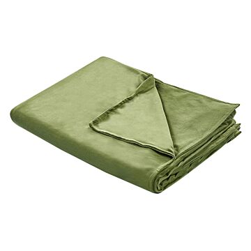Weighted Blanket Cover Dark Green Polyester Fabric 100 X 150 Cm Solid Pattern Modern Design Bedroom Textile Beliani