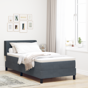Vidaxl Box Spring Bed With Mattress Dark Grey 90x200 Cm Velvet