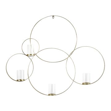 Wall Candle Holder Gold Metal And Glass 80 Cm Glamour Centerpiece Decoration Beliani
