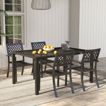 Outsunny Steel Frame Garden Table With Metal Wire Top, Grey