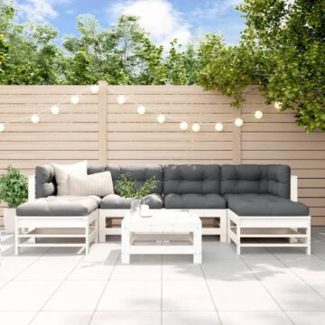 Vidaxl 7 Piece Garden Lounge Set White Solid Wood Pine