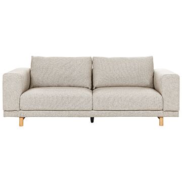 Sofa Light Beige Polyester Upholstered 3-seater Modern Minimalistic Style Living Room Wide Armrests Cushioned Backrest Beliani