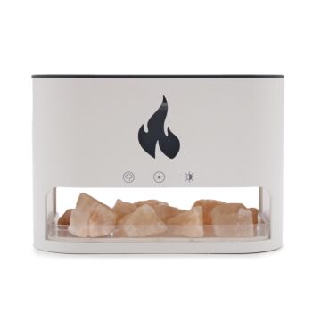White Blaze Aroma Diffuser - Himalayan Salt Chamber - Usb-c - Flame Effect (salt Not Included)