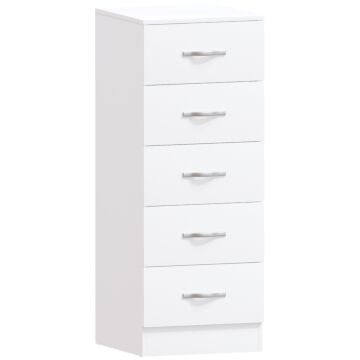 Riano 5 Drawer Narrow Chest, White