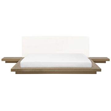 Japan Bed Frame Light Wood Eu Super King Size 6ft Wood Veneer Low Profile Bedroom Beliani