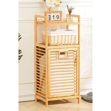 Bamboo Laundry Hamper Basket Bathroom Basket With Liner Bag