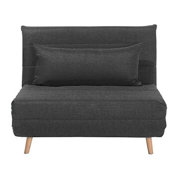 Small Sofa Bed Dark Grey Fabric 1 Seater Fold-out Sleeper Armless Scandinavian Beliani