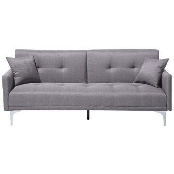 Sofa Bed Grey 3 Seater Buttoned Seat Click Clack Beliani