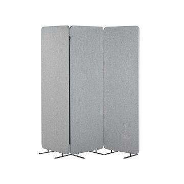 3-panel Room Divider Light Grey Fabric Privacy Screen Office Partition Wall Noise Reducing Beliani