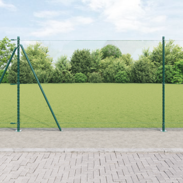 Vidaxl Hexagon Fence Green 1.4x50 M Steel, Vidaxl Fence Posts With Base Plates 13 Pcs Ø32mm 78.5cm Galvanised Steel
