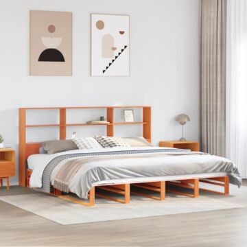 Vidaxl Bookcase Bed Without Mattress Wax Brown 180x200 Cm Super King Solid Wood