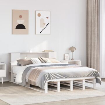 Vidaxl Bookcase Bed Without Mattress White 135x190 Cm Double Solid Wood