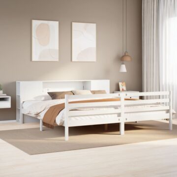 Vidaxl Bookcase Bed Without Mattress White 200x200 Cm Solid Wood Pine