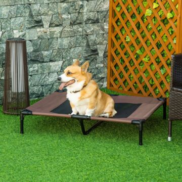 Pawhut Large Raised Dog Bed Cat Elevated Lifted Cooling Portable Camping Basket Outdoor Indoor Mesh Pet Cot Metal Frame