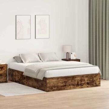 Vidaxl Bed Frame Smoked Oak Engineered Wood Standard Double