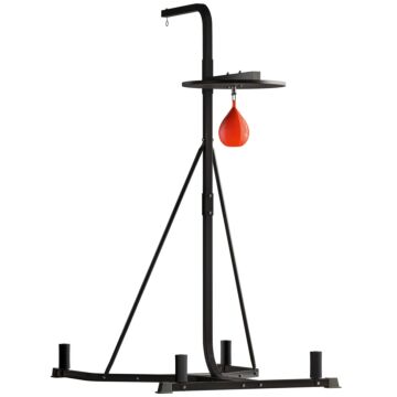 Homcom 170-190cm Freestanding Boxing Punch Bag Hanger & Speed Ball Station Platform Hanging Frame Home Gym, Black
