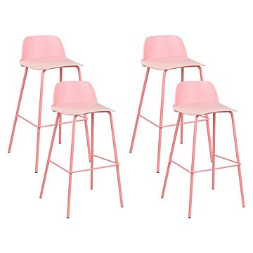 Set Of 4 Bar Stools Light Pink Ombre Plastic Seat Metal Legs 90 Cm Pastel Synthetic Counter Kitchen Chair Modern Beliani