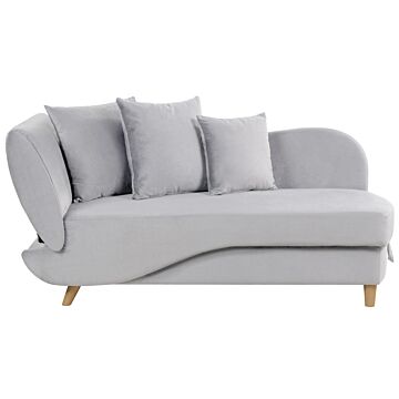 Left Hand Chaise Lounge Light Grey Velvet With Storage Reclining Backrest Throw Cushions 2 Seater Scandinavian Modern Design Beliani