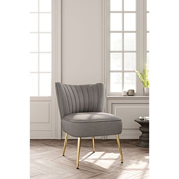 Grey Velvet Armless Wingback Accent Chair With Gold Metal Legs