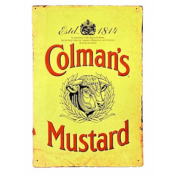 Metal Advertising Wall Sign - Colemans Mustard Yellow