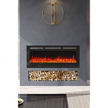 50 Inch Wall Mounted Insert Recessed Electric Fireplace 12 Flame Colors With Remote Control