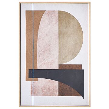 Canvas Art Print Pink 93 X 63 Cm Abstract Shapes Geometric Mdf Frame Eclectic Modern Living Room Hallway Beliani