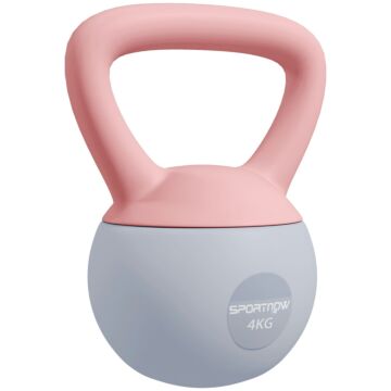 Sportnow 4kg Soft Kettlebell, Kettlebell With Non-slip Handle For Home Gym, Weight Lifting, Strength Training, Pink/grey
