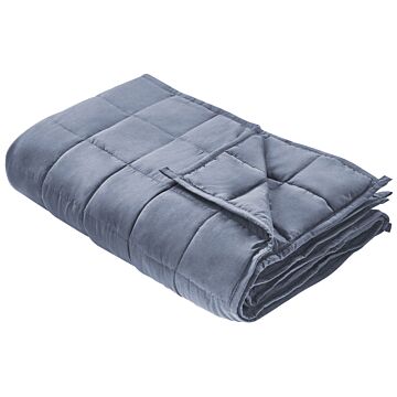 Weighted Blanket Blue Polyester Fabric Glass Beads Filling Rectangular 120 X 180 Cm 7kg 15.43lb Quilted Beliani