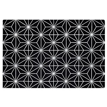Area Rug Black With Silver Geometric Pattern Viscose With Cotton 160 X 230 Cm Hand Woven Modern Glam Style Living Room Bedroom Beliani
