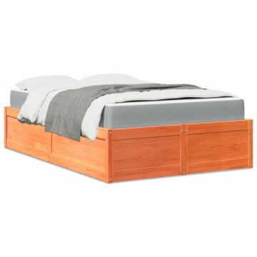 Vidaxl Bed With Mattress Wax Brown 120x200 Cm Solid Wood Pine