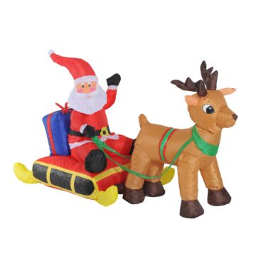 Homcom Inflatable Santa, Polyester, 122h Cm-multicolour