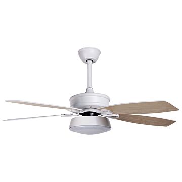 Ceiling Fan With Light Ventilator White Synthetic Material Metal 5 Blades Remote Control Minimalist Design Beliani