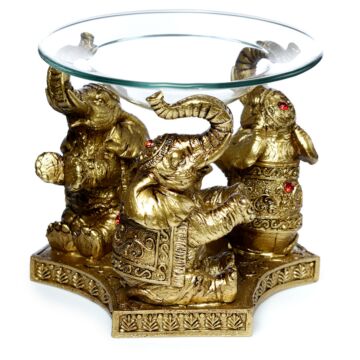 Oil And Wax Burner - Gold Lucky Elephant
