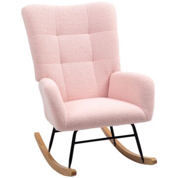 Homcom Teddy Fleece Rocking Chair - Pink
