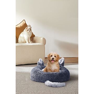 Round Plush Pet Dog Cat Calming Bed With Cute Ears 50x50cm