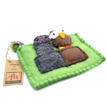 Pouch With Finger Puppets - Owl & Pussycat