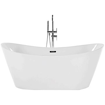 Freestanding Bathtub White Acrylic Oval Shape Single 170 X 69 Cm Modern Design Bathroom Beliani