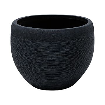 Plant Pot Black 50x50x39 Cm Fibre Clay Round Weather Resistant Beliani