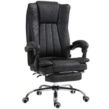 Vinsetto Home Office Chair Microfibre Desk Chair With Reclining Function Armrests Swivel Wheels Footrest Black