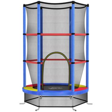 Homcom Kids Trampoline, With Enclosure Net, Steel Frame, For Ages 3-6 Years - Multicoloured