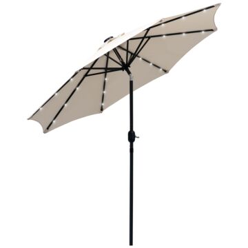 Outsunny 24 Led Solar Powered Parasol Umbrella-creamy White