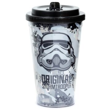 The Original Stormtrooper Bus Shatter Resistant Double Walled Cup With Lid And Straw