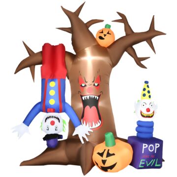 Outsunny Next Day Delivery 7ft Halloween Inflatable Tree With Ghosts, Upside-down Clown Pumpkins