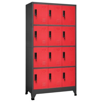 Vidaxl Locker Cabinet Anthracite And Red 90x45x180 Cm Steel