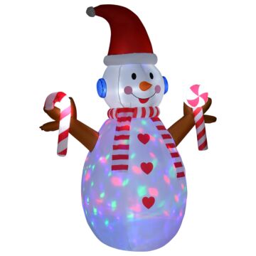 Homcom 2.4m Christmas Inflatable Snowman With Candy, Rotating Lighted For Home Indoor Outdoor Garden Lawn Decoration Party Prop