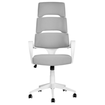 Office Chair White And Grey Fabric Swivel Desk Computer Adjustable Seat Reclining Backrest Beliani