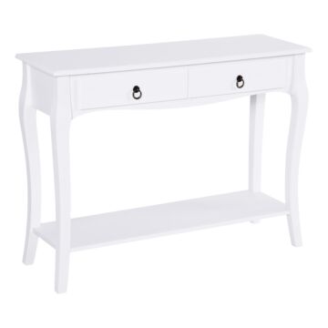 Homcom Console Table Modern Sofa Side Desk With Storage Shelves Drawers For Living Room Entryway Bedroom Ivory White
